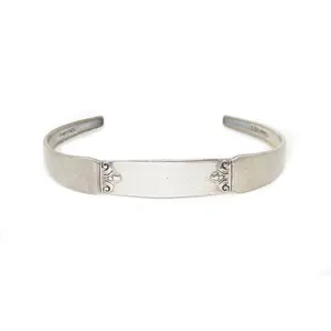 Antique Art Deco Initials Plate Sterling Cuff Bracelet