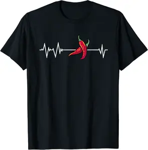 Great Chili Pod Heartbeat Outfit American Tex-Mex Spicy Dish T-Shirt - Sabrinasmitl Shop 83B0CNYVYR2W