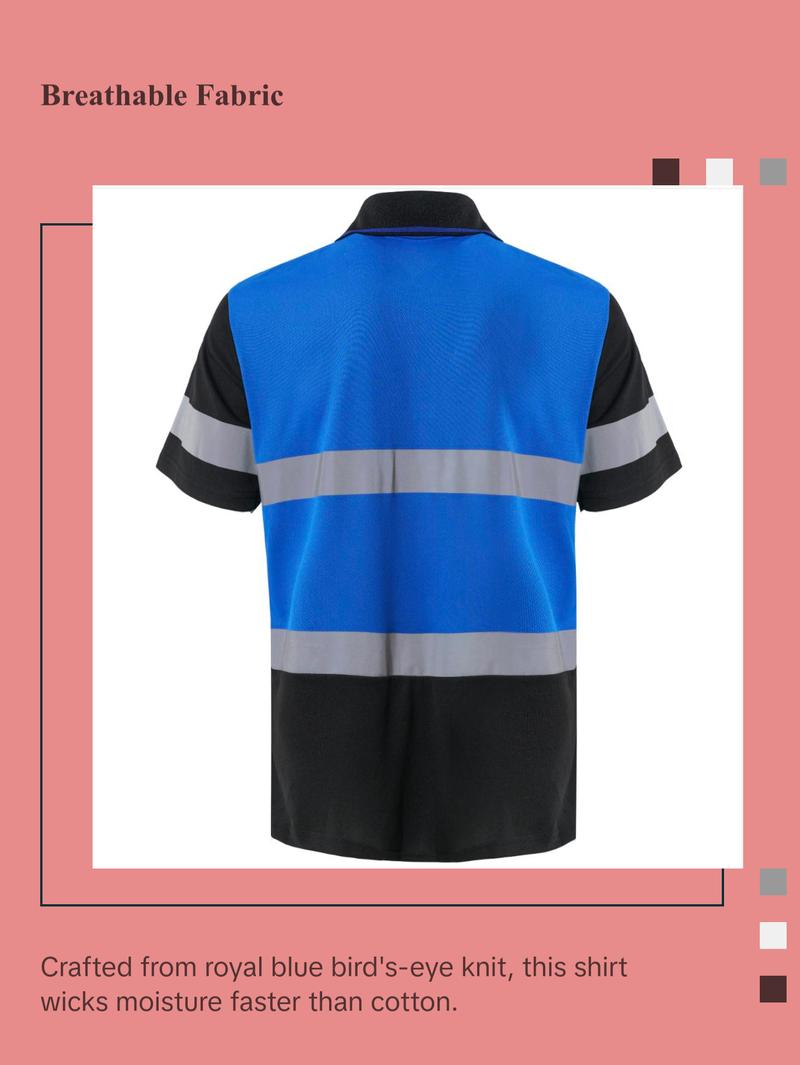 Men's Safety Polo Shirt with reflective tape, ANSI Class 2 standard