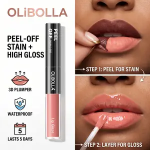 OLIBOLLA 2-in-1 Lip Stain Masque & Gloss – Long-Lasting, Transfer-Proof Peel Off Tint for 3D No-Fade Lips halo glow