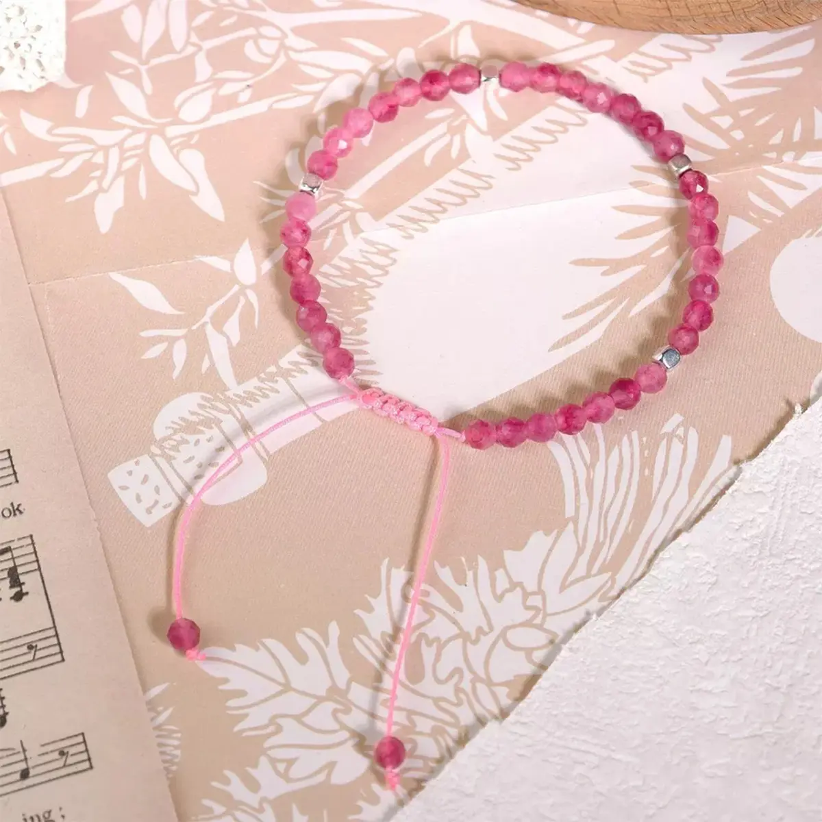 Pink Tourmaline Braccelet - Handmade Adjustable Natural Gemstone Beaded Bracelet - Healing Crystal Jewelry for Inner Peace