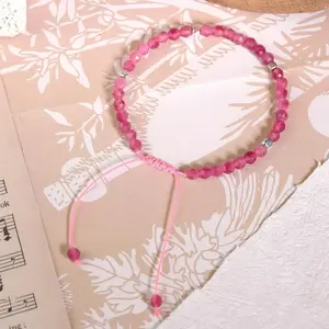 Pink Tourmaline Braccelet - Handmade Adjustable Natural Gemstone Beaded Bracelet - Healing Crystal Jewelry for Inner Peace