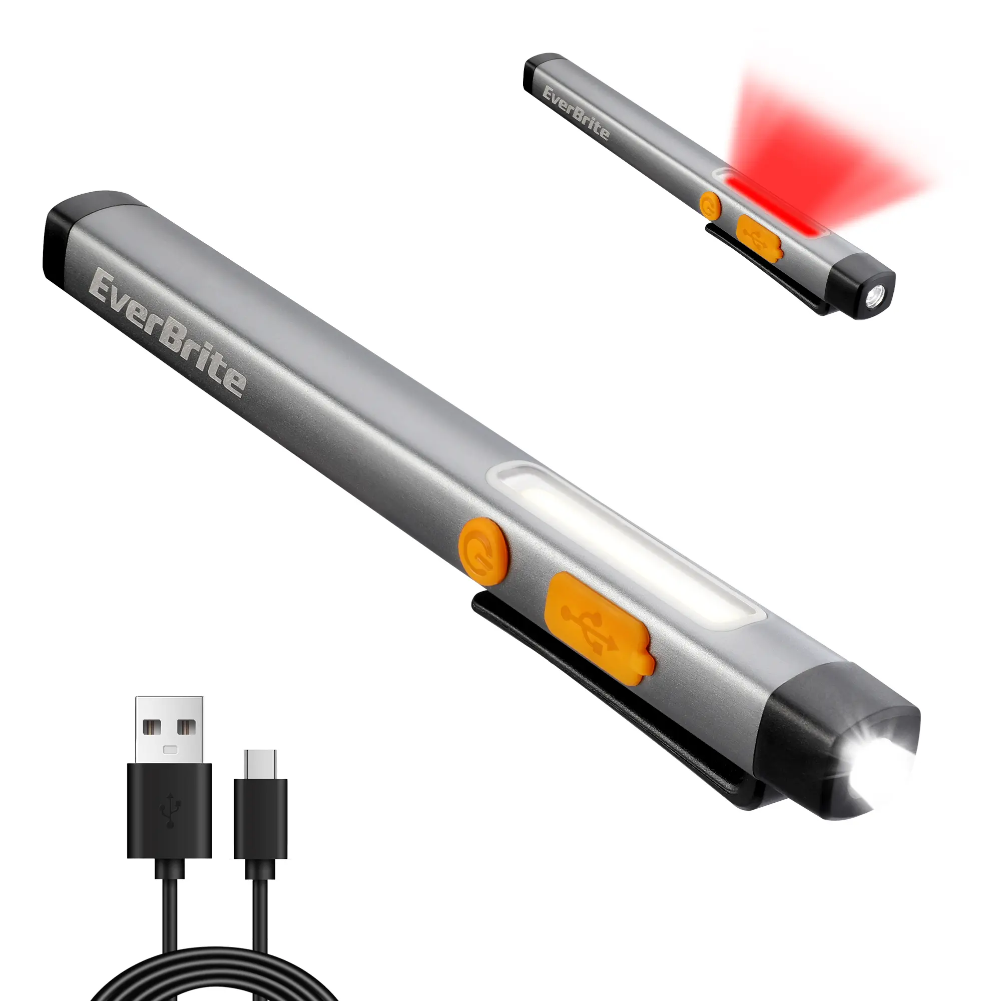 #summersale EverBrite Pen Flashlight, Rechargeable LED Pen Light, COB Light with White and Red Modes, Memory Function, USB C Cable, 6 Modes Pocket Light with Clip and Magnet, Waterproof, for Camping, Emergency