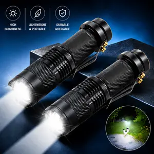 Ultra Bright Mini LED Flashlight – Pocket Size Tactical Torch, Adjustable Focus, Long Range Beam for Camping, Hiking, Night Riding, Outdoor Survival – 2 Pack