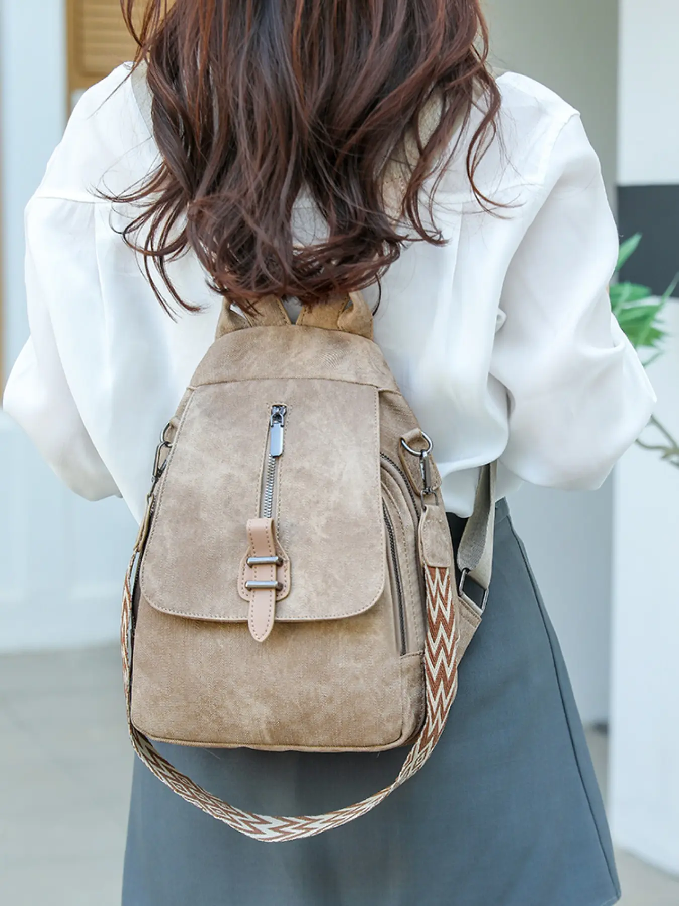 Women's Korean Style Large Capacity Multifunctional PU Shoulder Bag, Soft Leather Crossbody Backpack, Lightweight Backpack, Casual Printed Backpack, Backpack For School, Casual School & Business Handbag, Backpacks Women
