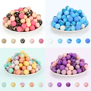 50pcs Silicone Beads for DIY Jewelry Making, Colorful Soft Focus Beads for Bracelets, Pens Decorations, Keychains & Necklaces