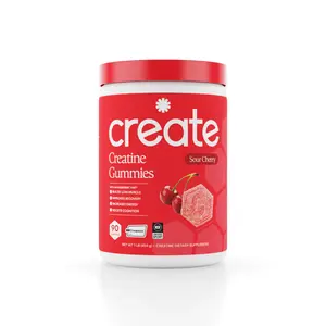Create Wellness Sour Cherry Creatine Monohydrate Gummies - Delicious Gummies for Wellness Energy Focus & More - 1.5g Creapure per Gummy