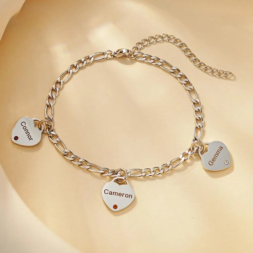 Casual Daily Bar Necklace or Name Bracelet for Male, Personalized Stainless Steel Chain Jewelry with Custom Engraving & Inlaid Birthstone, Metal Coated
