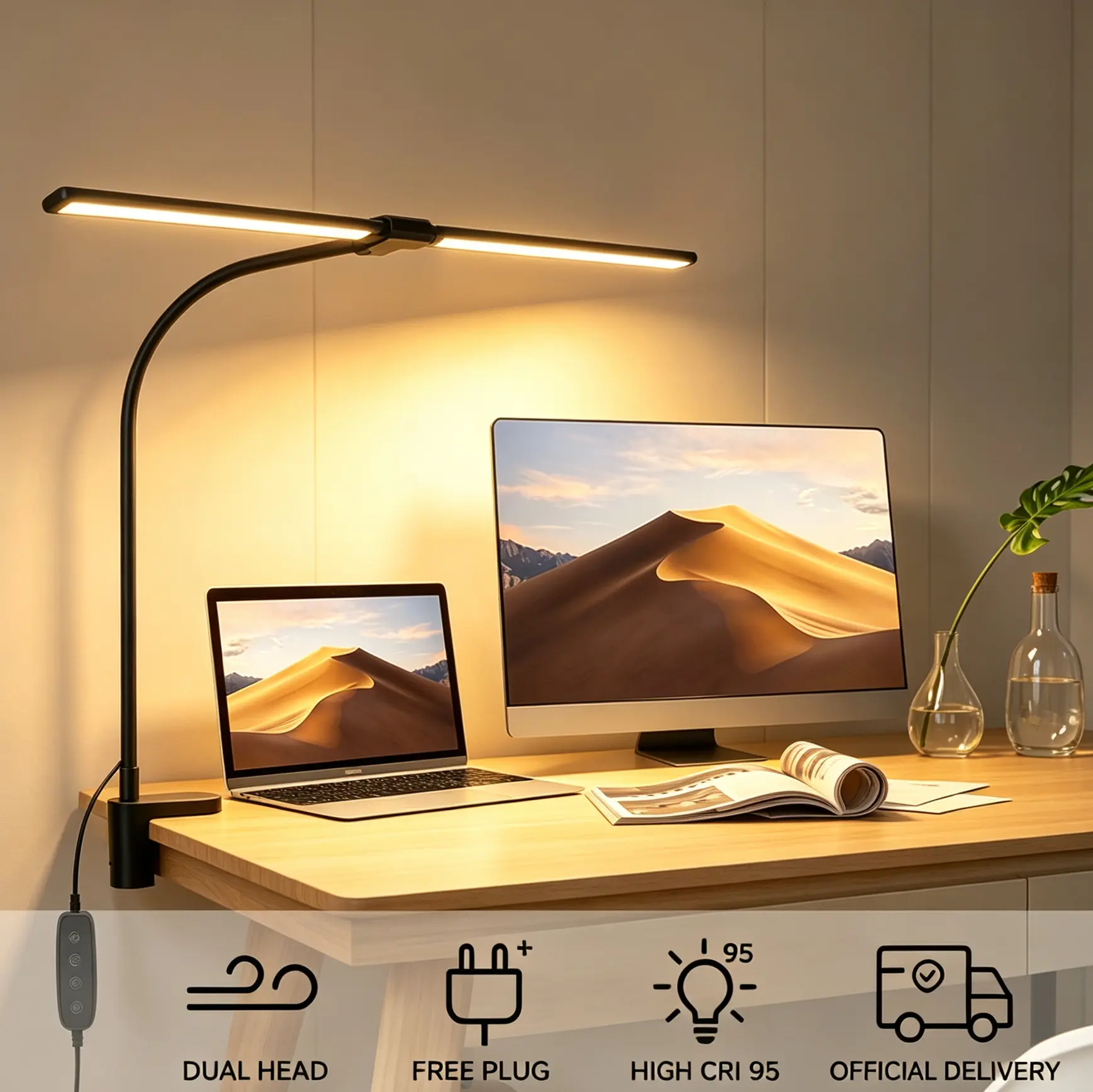 Flexible Clip-On LED Desk Lamp - Table Lamp with Goosebend Gooseneck, Eye Protection Reading Light for Students, Indoor Use Simple Clip Lights for Bedroom, Office Home Improvement Under-Cabinet Lighting