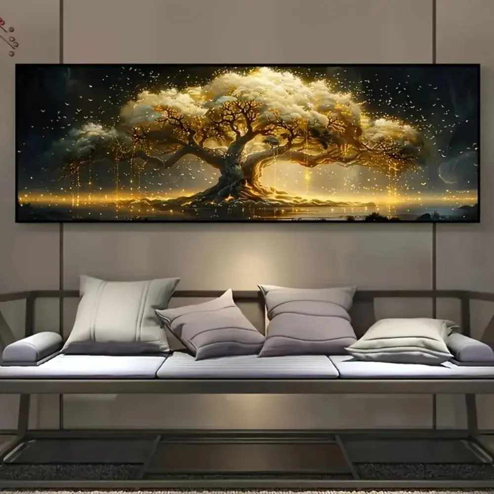 Extra-Large Tree of Life Abstract Design Canvas Prints Poster Vibrant Modern Artistic Aesthetic Large Horizontal Art Prints Wall Art Bedroom Decor Home Decor