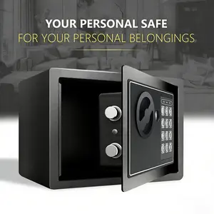 1pc Money Safe Box for Home with Sensor Light & Money Bag, Security Safe Box for Money Safe with Keys & Pass Code, Lock Box with Digital Keypad (Black and Silvery)