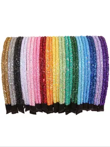 Solid Color Glitter Headband, Adjustable Headband, Fashionable Hair Accessories for Women & Girls, Minimalist Headwear Suitable for Thick Hair, Fashion Hair Accessories for Party, Daily Clothing Decor