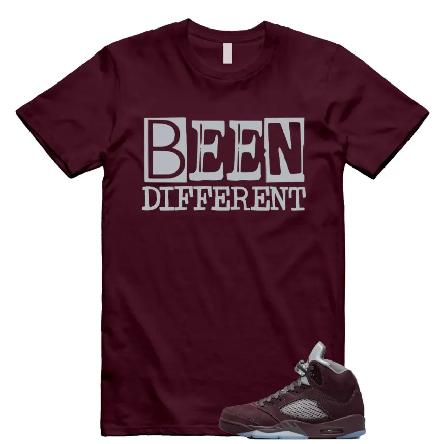 BEEN T-Shirt to match 5 Retro Deep Burgundy Light Graphite Metallic Silver, 5 Burgundy Outfit, Graphic Tees, Womenswear Top T-Shirt