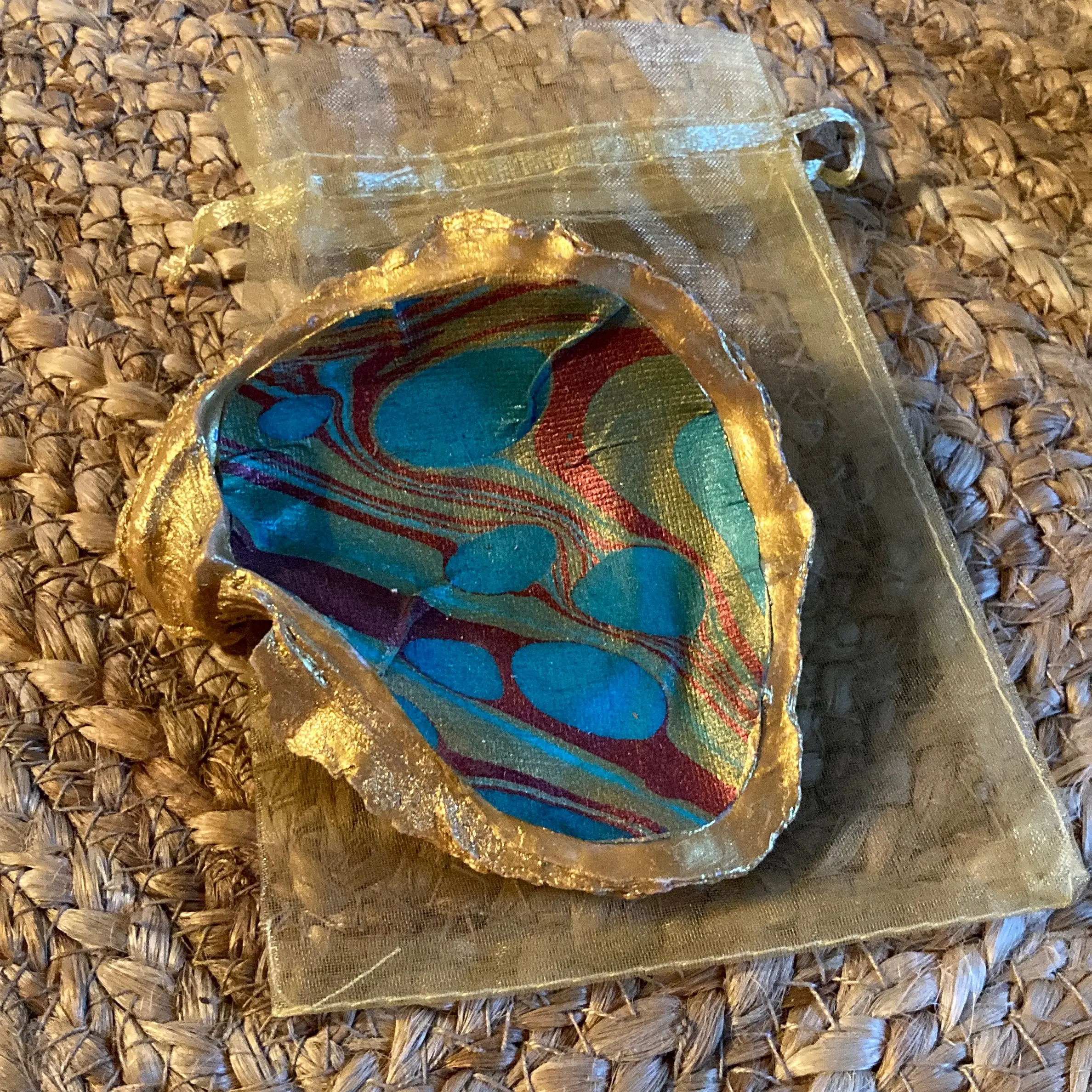 Modern Art Oyster Shell Jewelry Trinket Dish