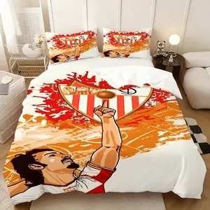 3Pcs,Sevilla Fútbol Club inspiration  three-piece bedding set, soft, comfortable and skin-friendly, universal in all seasons, bedding set, no pillow core, no quilt core, suitable for bedrooms, guest rooms - (1 quilt cover + 2 pillowcases)