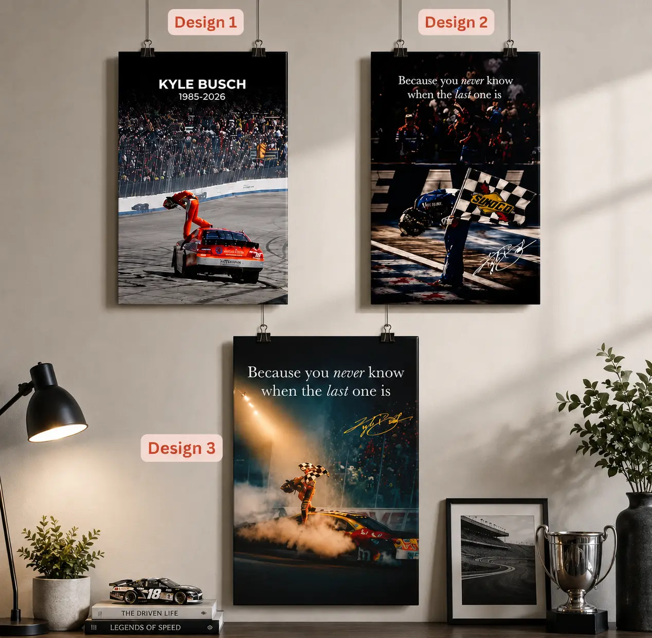 Kyle Busch Memorial Poster, NASCAR Legend Memorial Wall Art, RIP Rowdy Memorial Home Decor, Classic NASCAR Memorial Goods [Unframed].