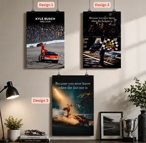Kyle Busch Memorial Poster, NASCAR Legend Memorial Wall Art, RIP Rowdy Memorial Home Decor, Classic NASCAR Memorial Goods [Unframed].
