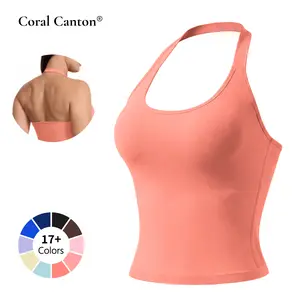 Coral Canton Women's Sleeveless Longline Backless Halter Tank Top - Summer Athletic Tank Top for Sports & Outdoor Activities, Tank Tops, Athletic Tank Tops,summerwins