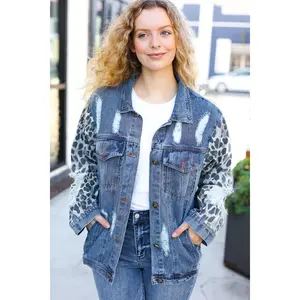 Give It Your All Denim Animal Distressed Jean Jacket