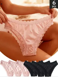 Women‘s Holiday Lingerie 4 Pack - Elegant Lace Panties, Back View Design, Plus Size S-XXL for Special Occasions Underwear