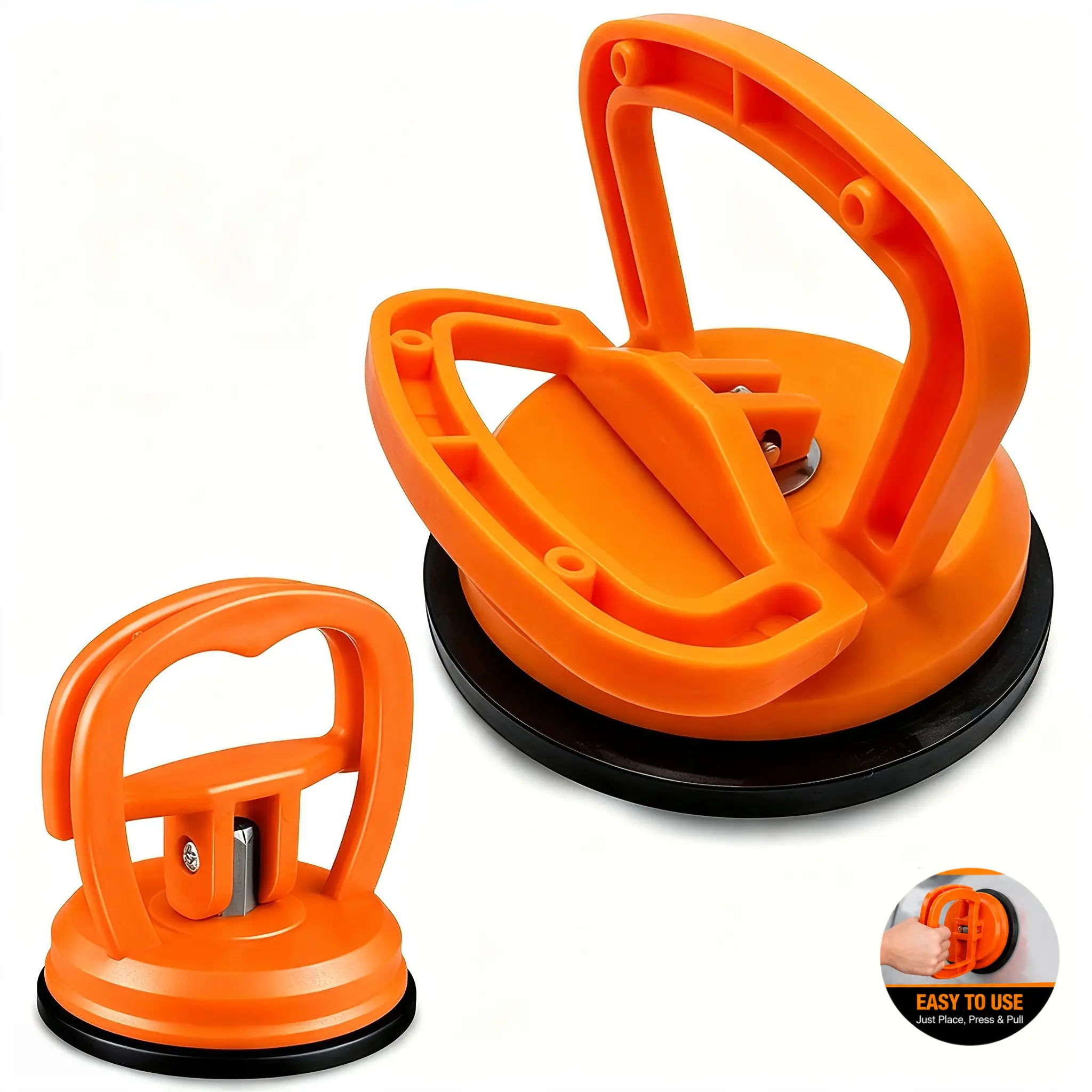 Multi-functional car dent repair puller kit with 4.5-inch and 2.2-inch suction cups, suitable for car body and glass, car body dent repair tool, multi-functional powerful suction cup, double-pack powerful dent puller tool with suction cup hook