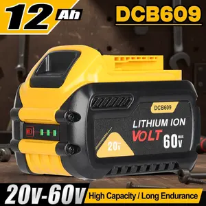 12Ah 20V/60V MAX Replacement Battery Compatible with DeWalt DCB609, Lithium Ion Battery for 20V 60V Cordless Power Tools, High Capacity 180Wh with LED Fuel Gauge