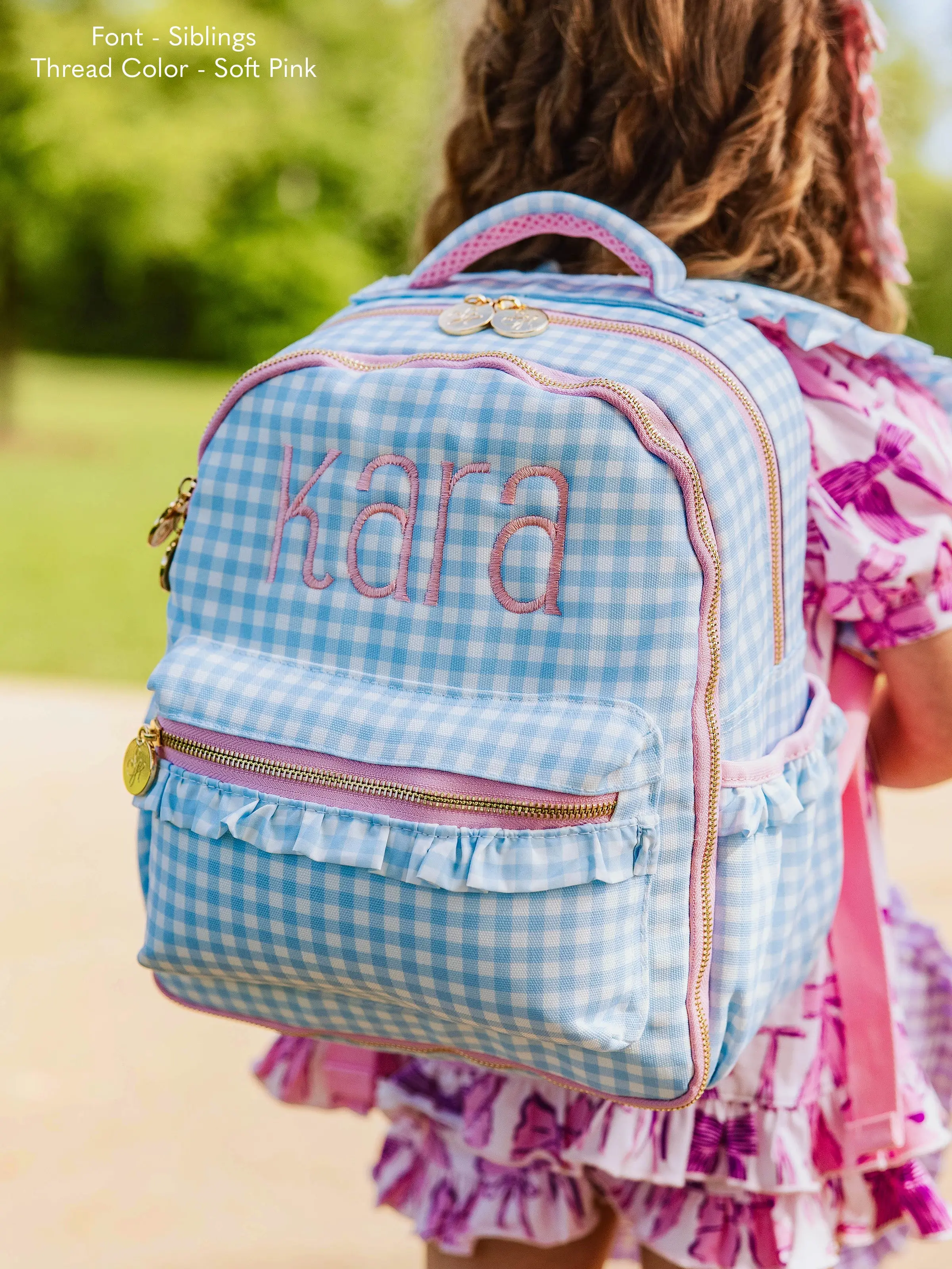 Ridley Blue Gingham Backpack - Everyday Casual Cute Back-to-School Book Bag, Back-to-School Shopping Essential, Everyday Backpack, Casual Backpack
