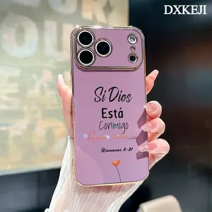 Electroplated Phone Case for iPhone 17 15 Pro Max Air 16 14 Plus 13 12 11 Trendy Minimalist Creative Letters Soft TPU Silicone Dirt-proof Easy to Clean Soft Cover Gift