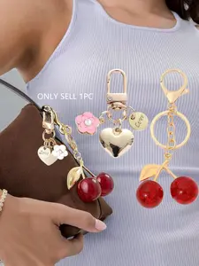 Heart Flower Bag Charm Keychain, Fashionable Alloy Keychain, Cute Fashion Phone Decoration, Perfect Gift for Girls, Elegant Ladies Accessory, Keychain Bag Pendant, Keychain For Bags