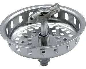 Spin and Seal Stainless Steel Replacement Basket Strainer with Threaded Post 3-1/2 Inch Chrome Finish Strainer Basket