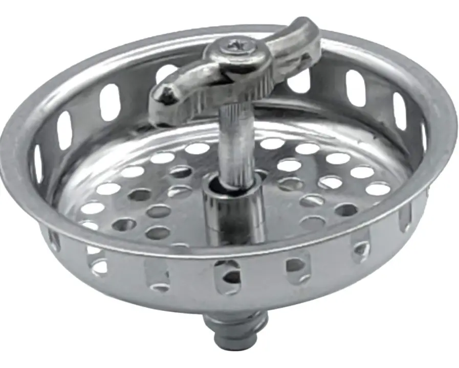 Spin and Seal Stainless Steel Replacement Basket Strainer with Threaded Post 3-1/2 Inch Chrome Finish Strainer Basket