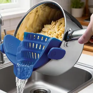 Clip-On Silicone Strainer for Pots & Pans,  Easy Pasta, Veggie & Fruit Draining, Kitchen Hack Alert (Multicolor)