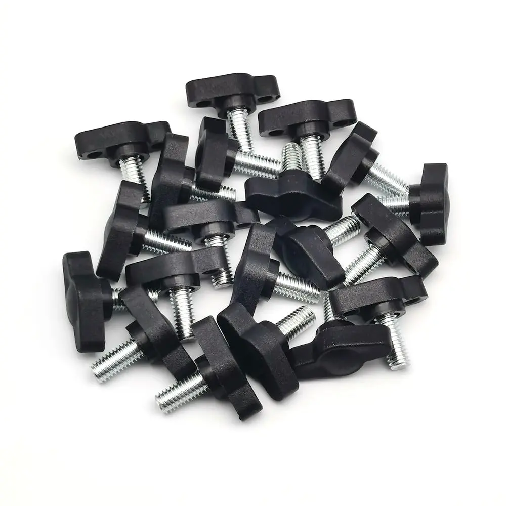 20 Pack M6 x 12mm Tee Wing Knobs Thumb Screws Standard Male Thread Plastic Head T Knobs Handles Hand Clamping Knob Bolt Grip Thumbscrew (20, M6*12)