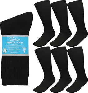 Falari 6-Pack Physicians Approved Diabetic Crew Socks Loose Fit Top Help Blood Circulation