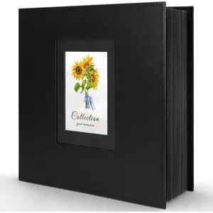 Photo Album 4x6 600 Photos Leather Cover Extra Large Capacity Holds 600 Horizontal and Vertical 4x6 Pictures Ideal Commemorative Gift for Valentine's Day Christmas Holiday Black 600 Pockets
