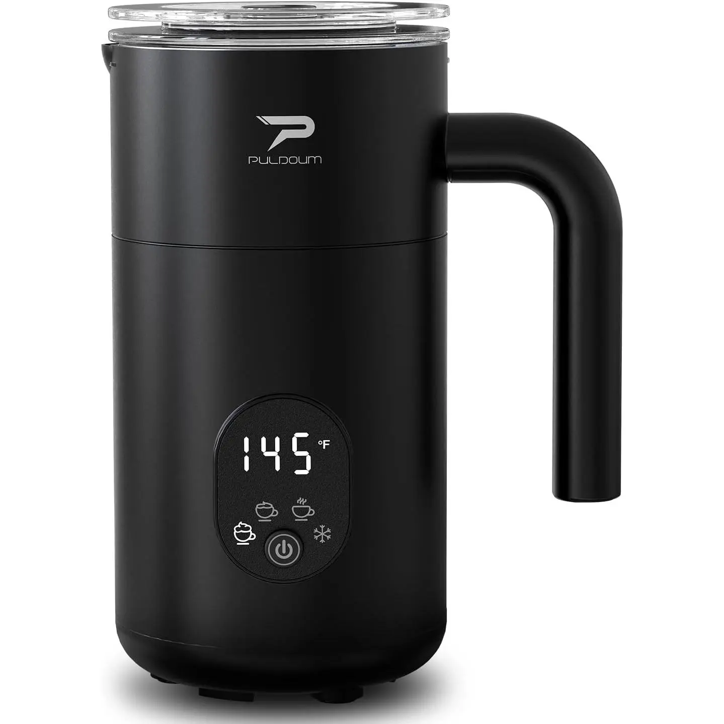 Milk Frother and Steamer 4 in 1 Automatic Coffee Steamer Frother, 11.8OZ / 350ML Warm and Cold Foam Frother for Coffee,Latte, Cappuccino, Macchiato, Hot Chocolate (Black)