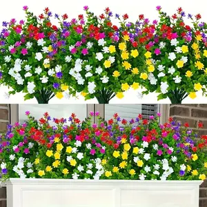 8pcs/16pcs Spring Artificial Flowers, UV Resistant Non-Fading Realistic Plastic Plants, Home Decor for Living Room, Bedroom, Wedding