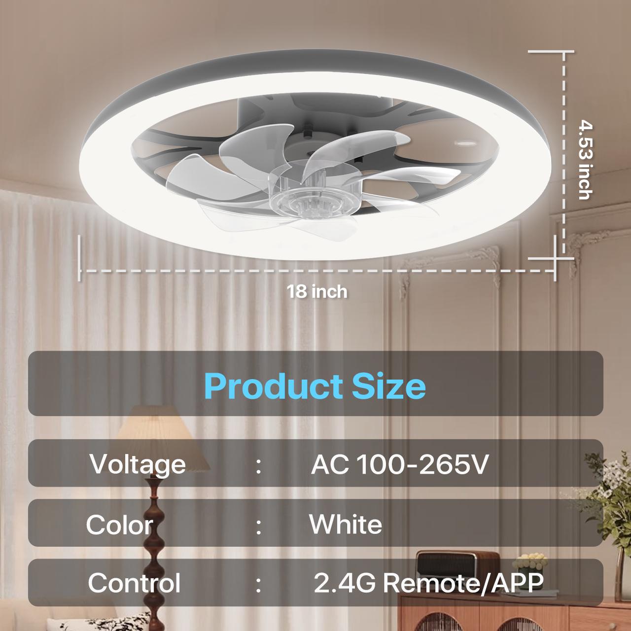 HYPERLITE Dimmable Modern LED Fan Light,Ceiling Fan With Light Remote, 3 LED Color Temperature, 6 Speed Noiseless AC Motor, Timer Setting,Adjustable Brightness,White Fandelier Ceiling Fans for Bedroom,Dining room, Living room, Study,SpringGlowUp