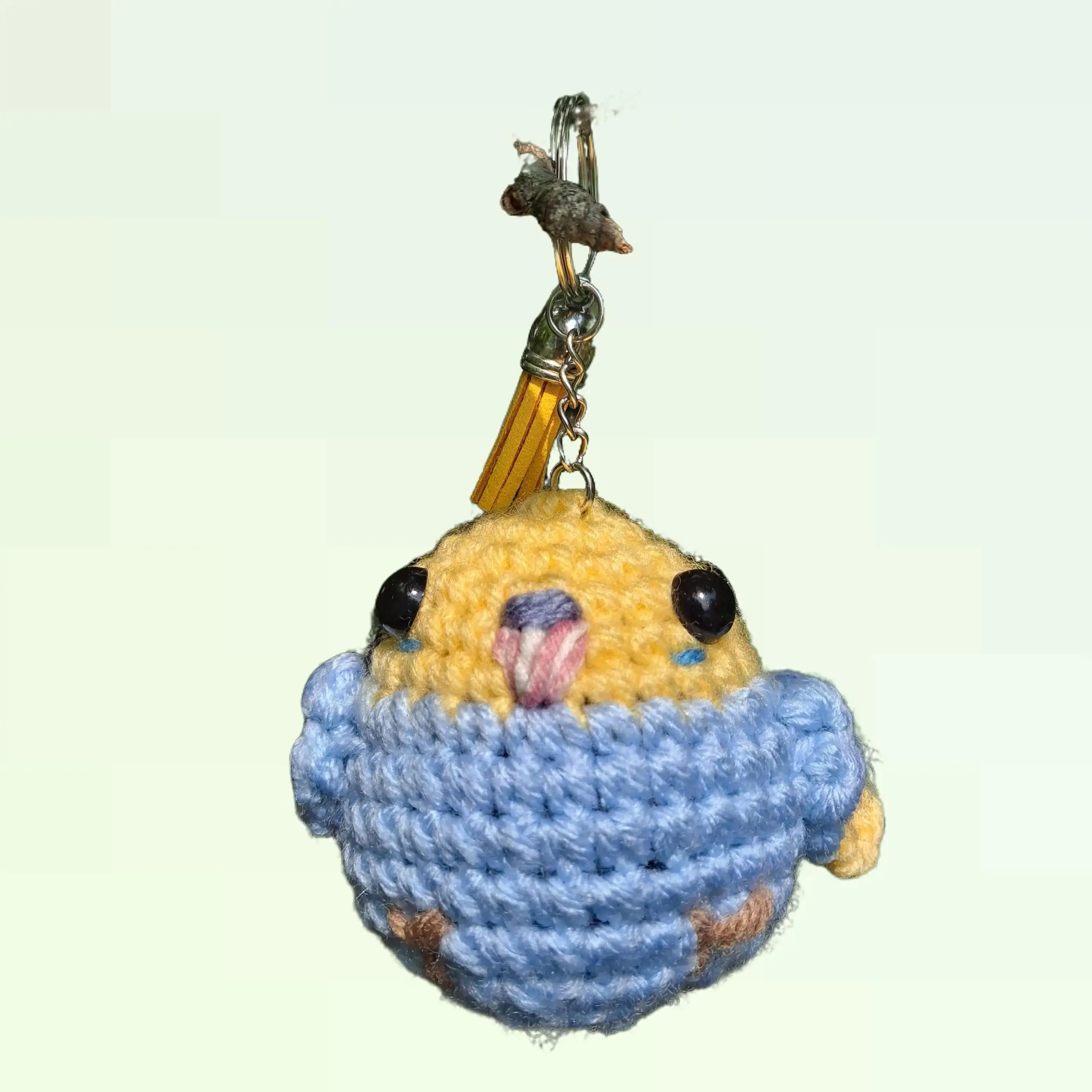 Mini Amigurumi Budgie Crochet Keychains, Mini Parakeet Crocheted Plushie Bag Charm, Kawaii Keychain, Small Plushie, Handcrafted Soft Keychain Charm, Yarn animal Keychain