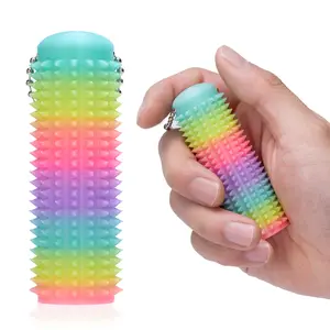 Little Ouchies Pain Stimming Spiky Sensory Fidget Keychain Toys for Adults Color-Changing and Glow in Dark for ADHD Stress Relief