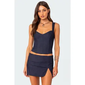 Jemma Lace Up Denim Corset