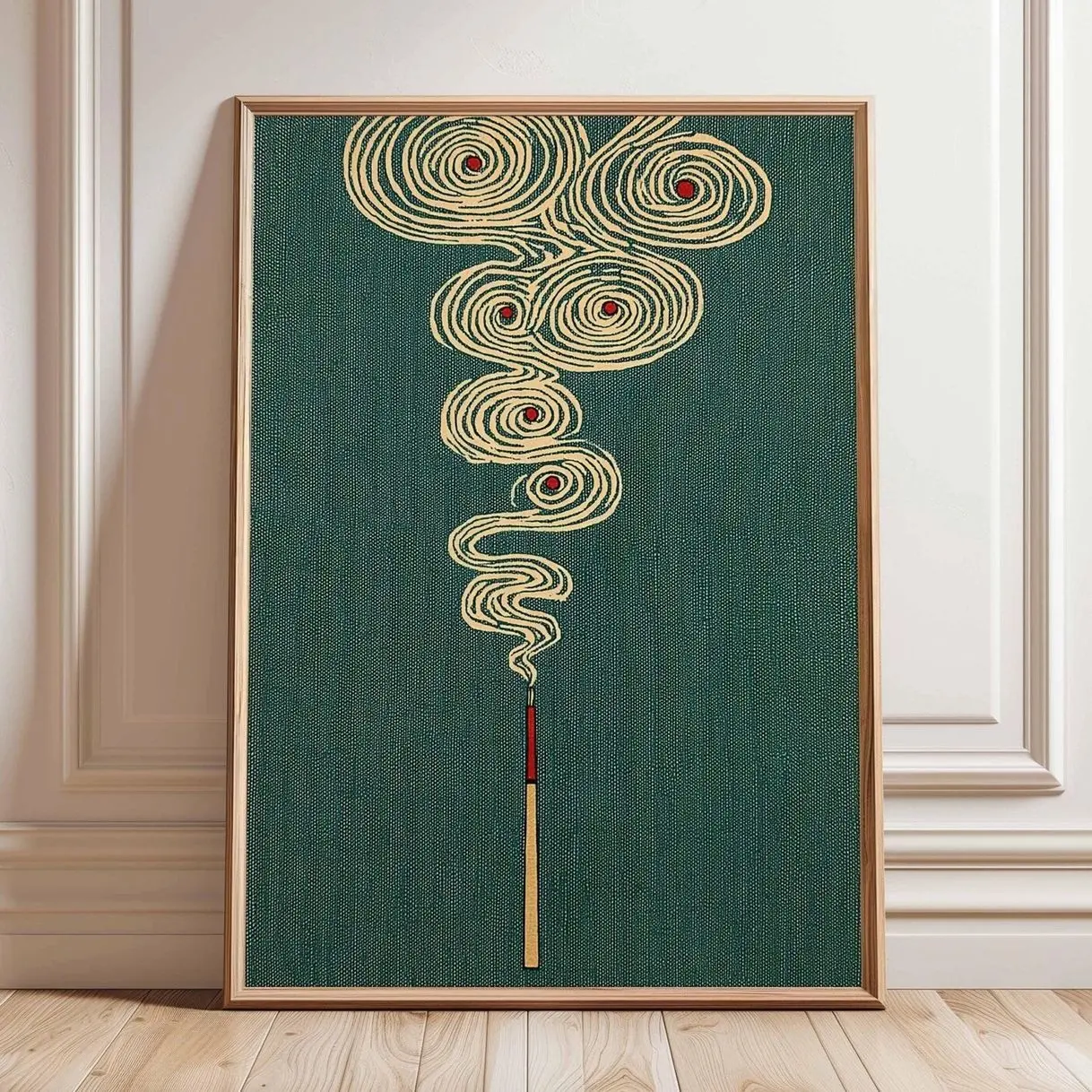 Japanese Incense Poster Zen Meditation Wall Art Green Minimal Home Decor Print Z