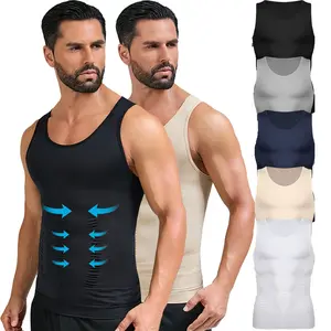 Menswear Body Shaper Mens Compression Shirt Vest Shapewear Breathable Lightweight Stretchy Comfortable Fabric Waist Cincher