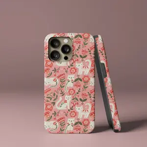 Cat Floral Design Phone Case: iPhone