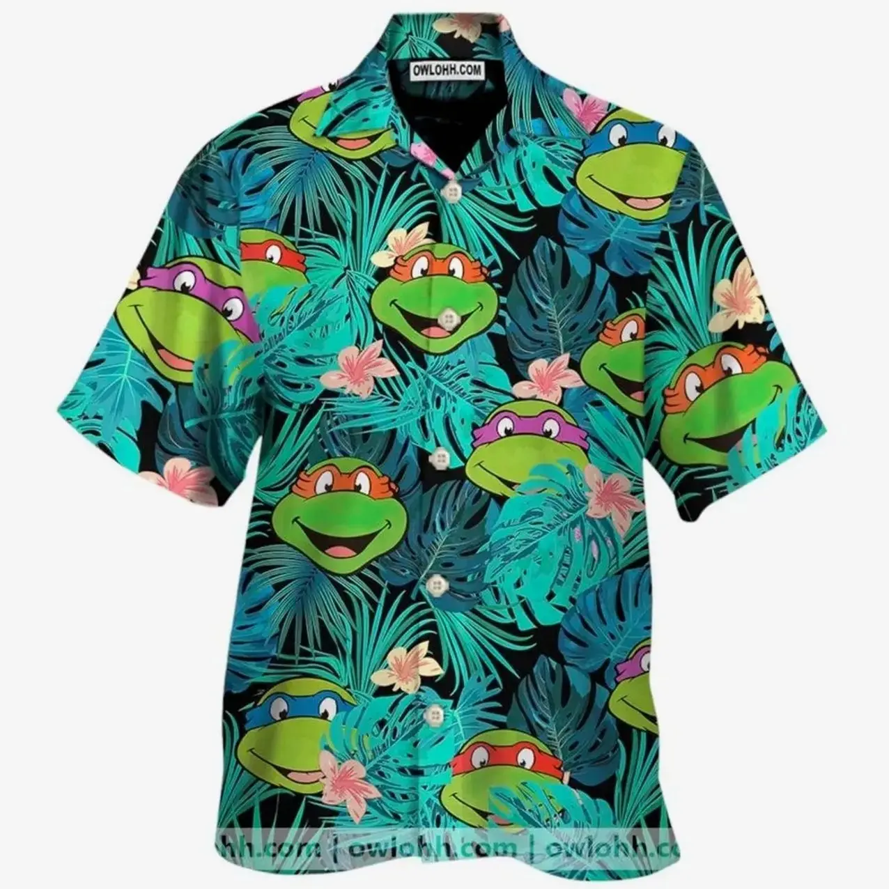 Ninja Turtles Tropical Tropical Hawaiian Shirt, Ninja Turtles Tropical Short Sleeve Button Down Shirt, Aloha Summer Beach Shirt