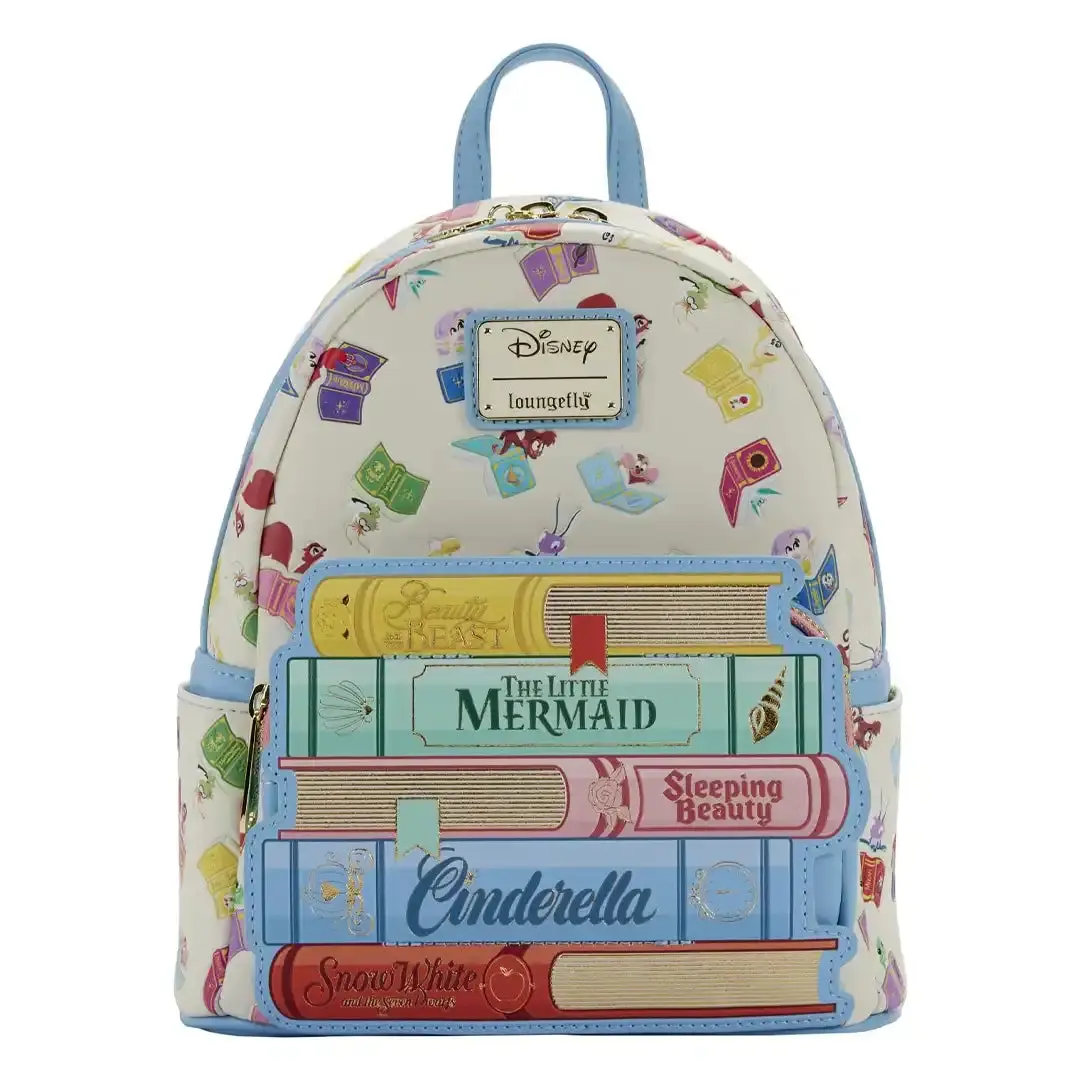 Unisex Mini Backpack, Disney Princess Sidekicks Faux Leather Bag with All Over Print and Enamel Zipper Pull, Whats In My Bag, Enamel Pull, Trusty Sidekicks, Collectibles, Graphic, Imported, 9" W X 10.5" H X 4.5" D, Includes Enamel Zipper Pull