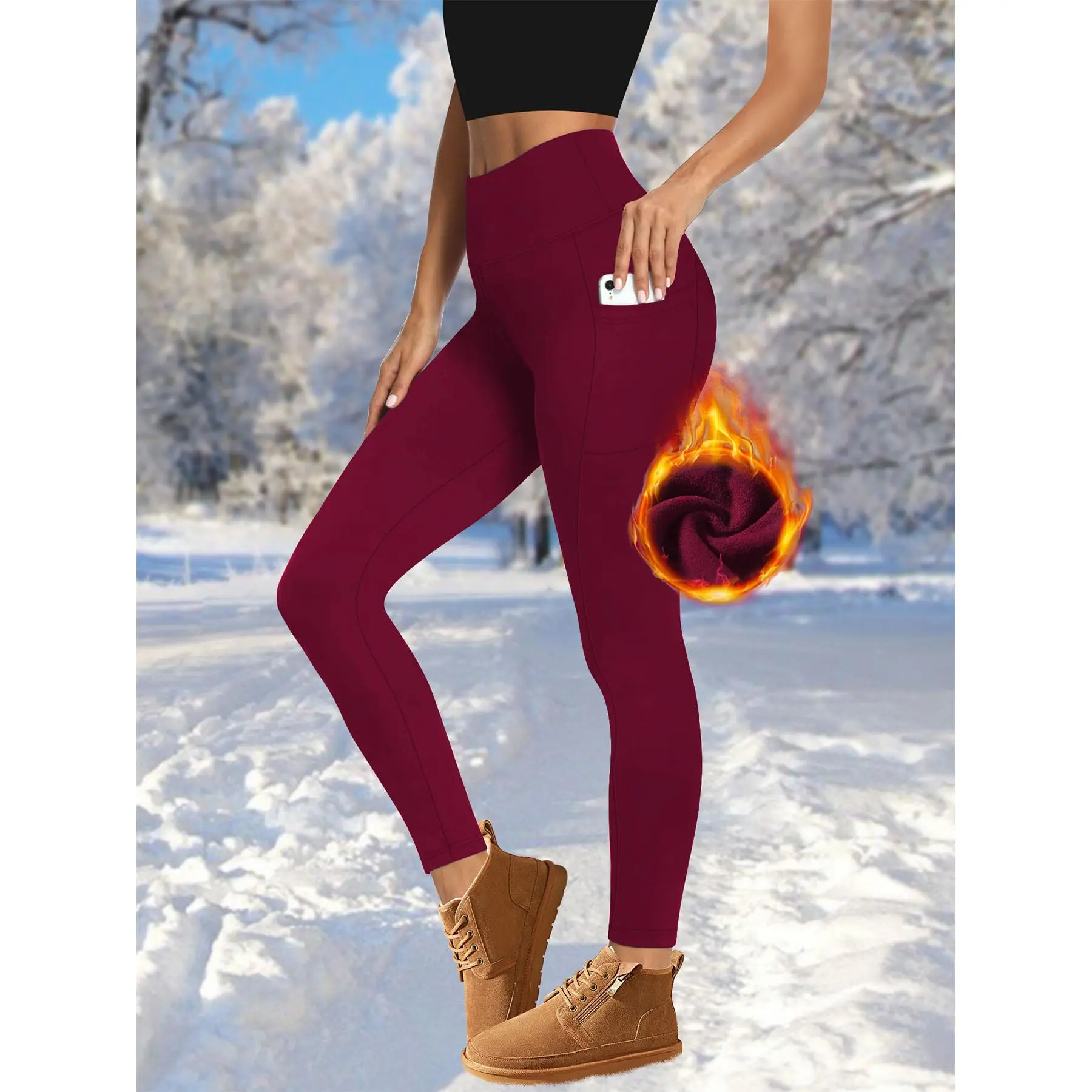 Wine Red   Plush Pocket Style