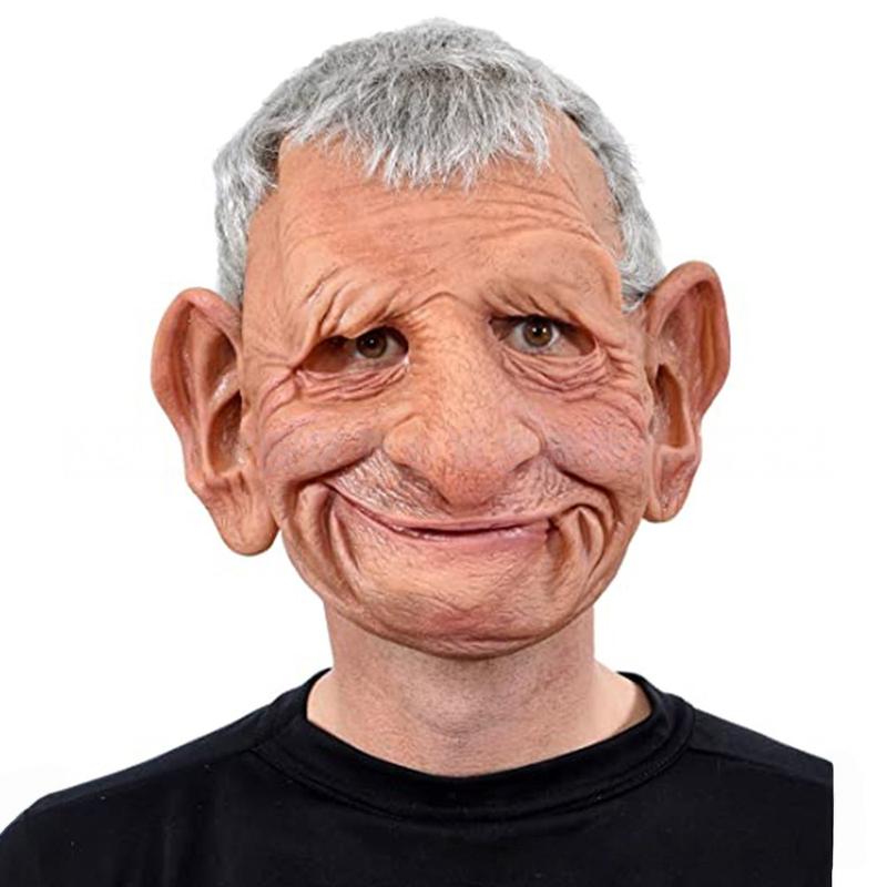 Old Man Head Mask Costume Accessory, Realistic Silicone Old Lady Face Mask for Halloween Party, Prank, Parade, Cosplay, Latex Mask