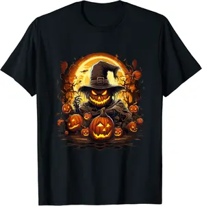 Haunted Halloween Pumpkin Nightmare Scary Graphic T-Shirt - Logantre Shop 98B0CFR6HSL4