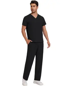 New Quick-Dry Solid Color Hand Wash Set | Straight Leg Pants & Top Unisex Workwear for Pet Hospitals, SPA Centers, Beauty Salons, and Wellness Clinics